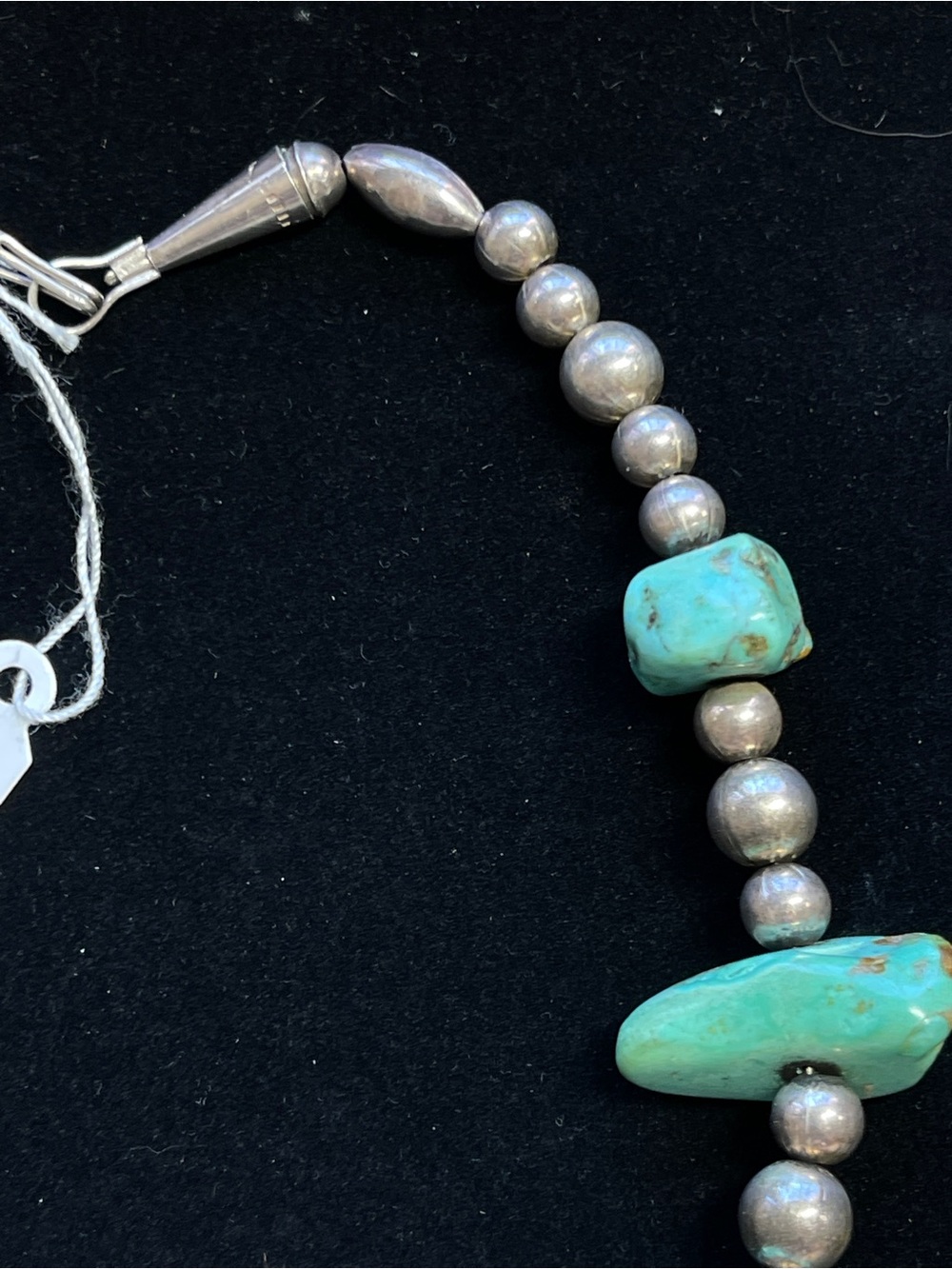 Vintage Mid 20c Native American Handmade Turquoise Naja & Navajo Pearl Necklace - Picture 5 of 10